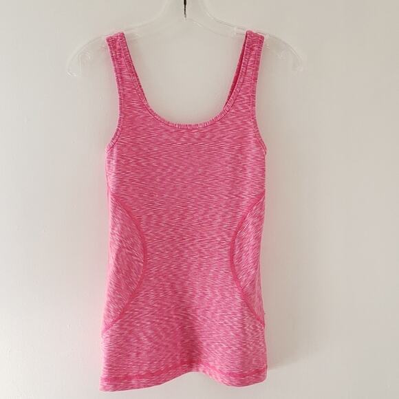 Zella Pink Spacedye Fitted Athletic Scoop Tank XS - Picture 2 of 8